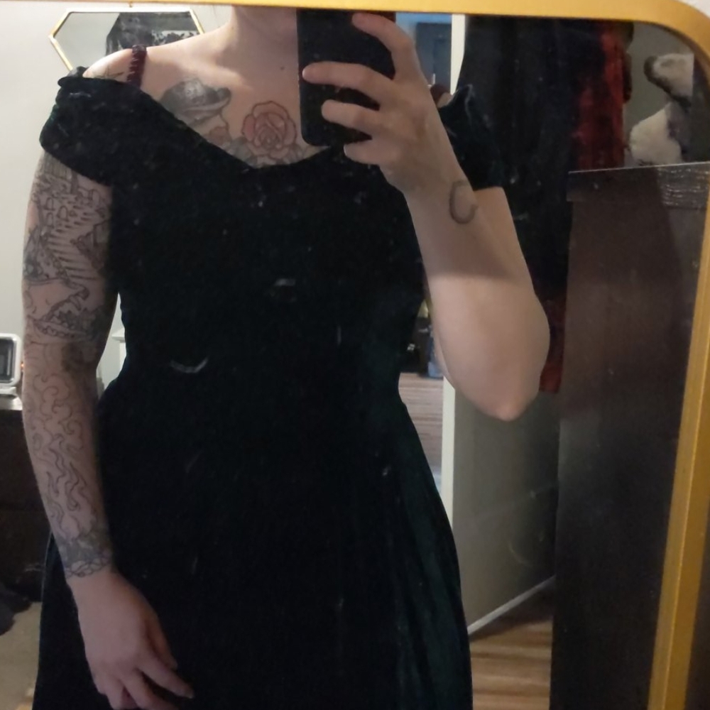 Vintage green velvet dress
